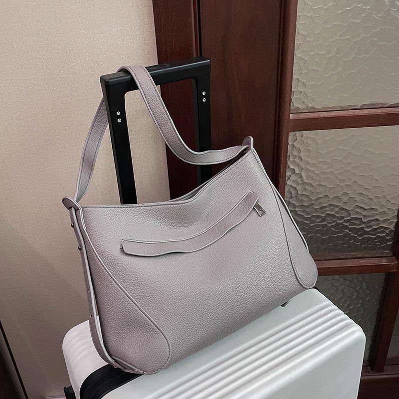 

Новая стильная и простая сумка под мышкой большой вместимости однотонная в иностранном стиле сумка через плечо сумка-тоут сумка-мессенджер для通勤ющих женщин without pendant серый