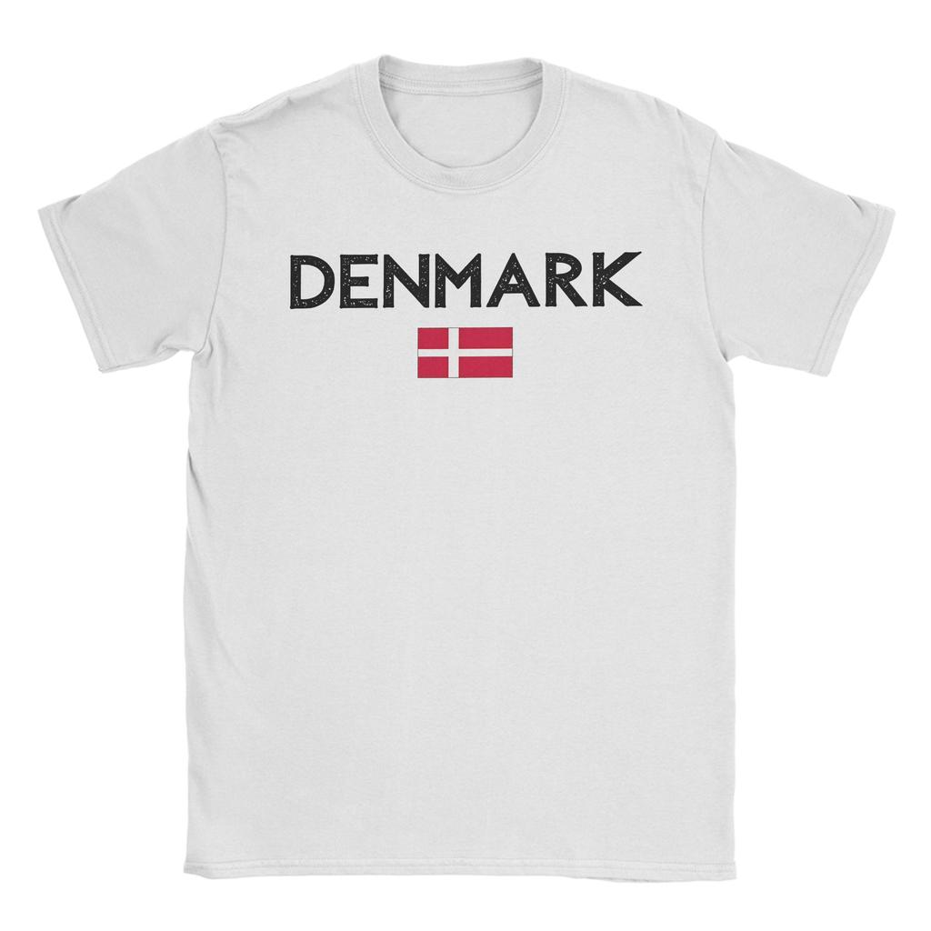 Men Flag of Denmark T Shirts Cotton Clothing Leisure Short Sleeve Crew Neck Tees Plus Size TShirts