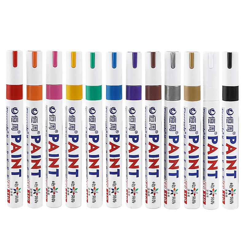 12Colors Waterproof Colorful Paint Marker Pens Permanent Paint Marker White Tire Tread Rubber Fabric Paint Metal