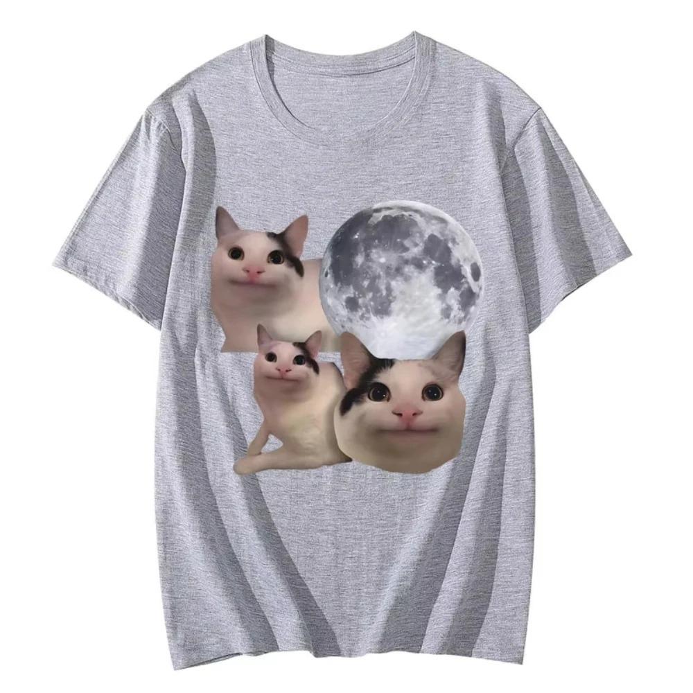 High Quality Fashion Short Sleeve Tshirts Funny Beluga Cat Meme Graphic T Shirts Unisex Women Casual Oversized Tshirts Streetwear