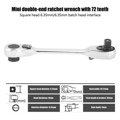Hand Tools Mini Double Headed Ratchet Wrench 1/4 Inch Drive Socket Screwdriver Bit Driver Quick Release Ratchet Wrench