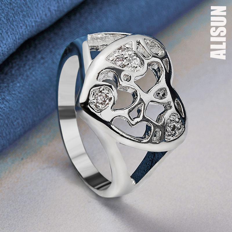 Bague en argent sterling 925 avec zircon AAA en forme de cœur, bijou de mariage tendance