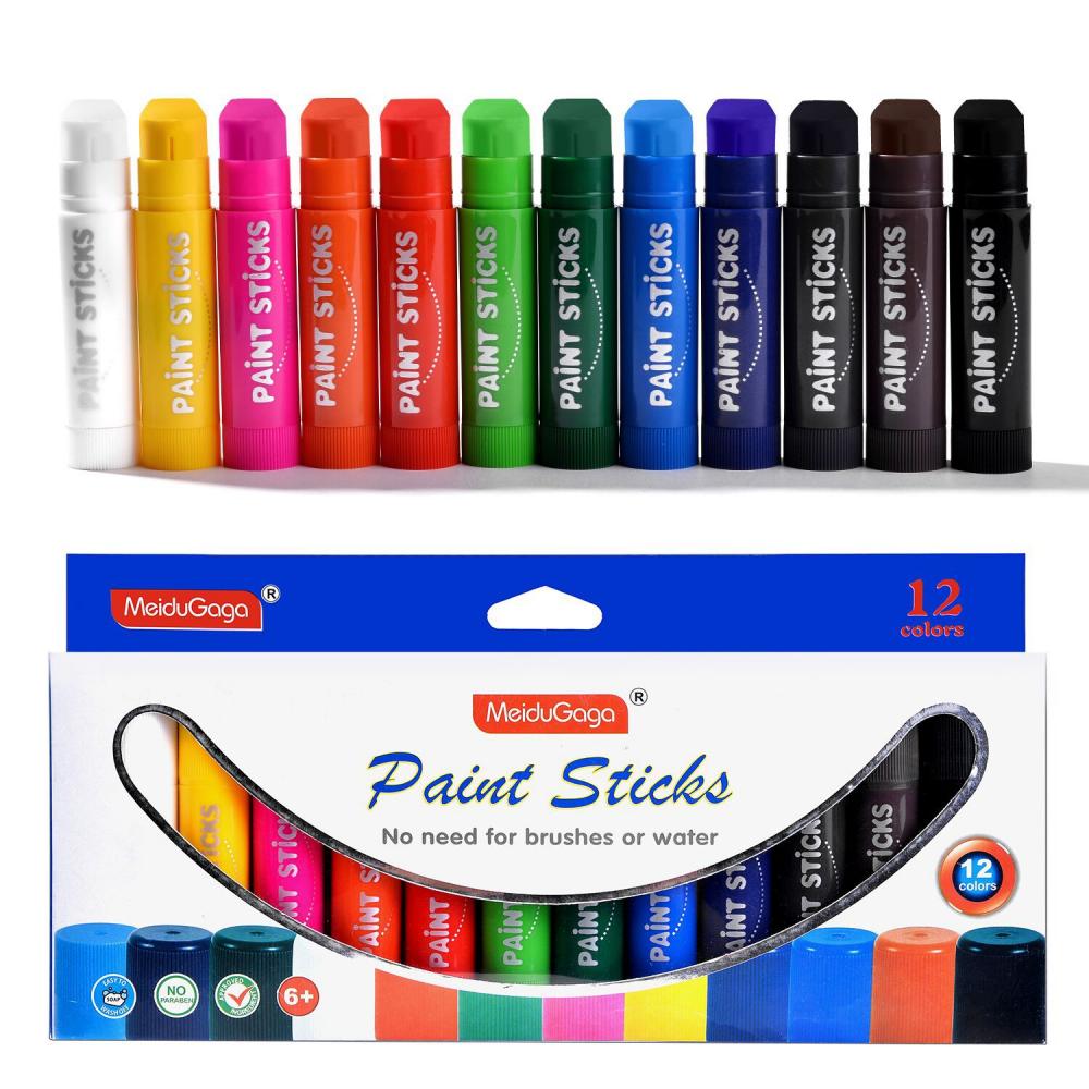 

12 Colors Paint Stick Wax Crayon Water Soluble Solid Gouache Stick Children Hand Drawn Graffiti Painting Colouring Art Supplies