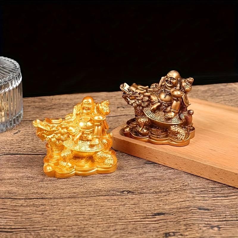 Resin God Of Wealth Laughing Buddha Statue, Modern Art Sculpture,Feng Shui Dragon Turtle Decoration Figurines Statue