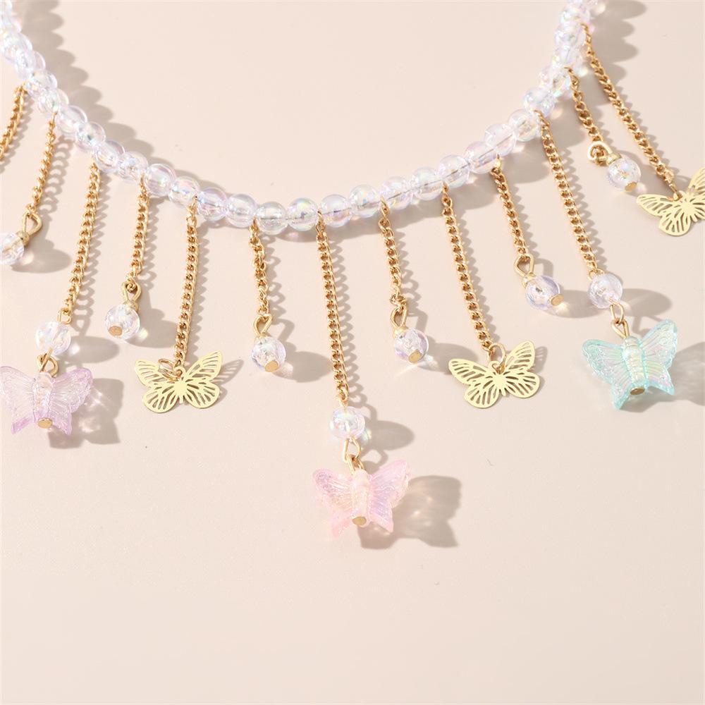 Crystal Butterfly Necklace Ladies Exquisite Pearl Clavicle Chain Sweet Choker Jewelry Fashion Choker Jewelry Party Gift