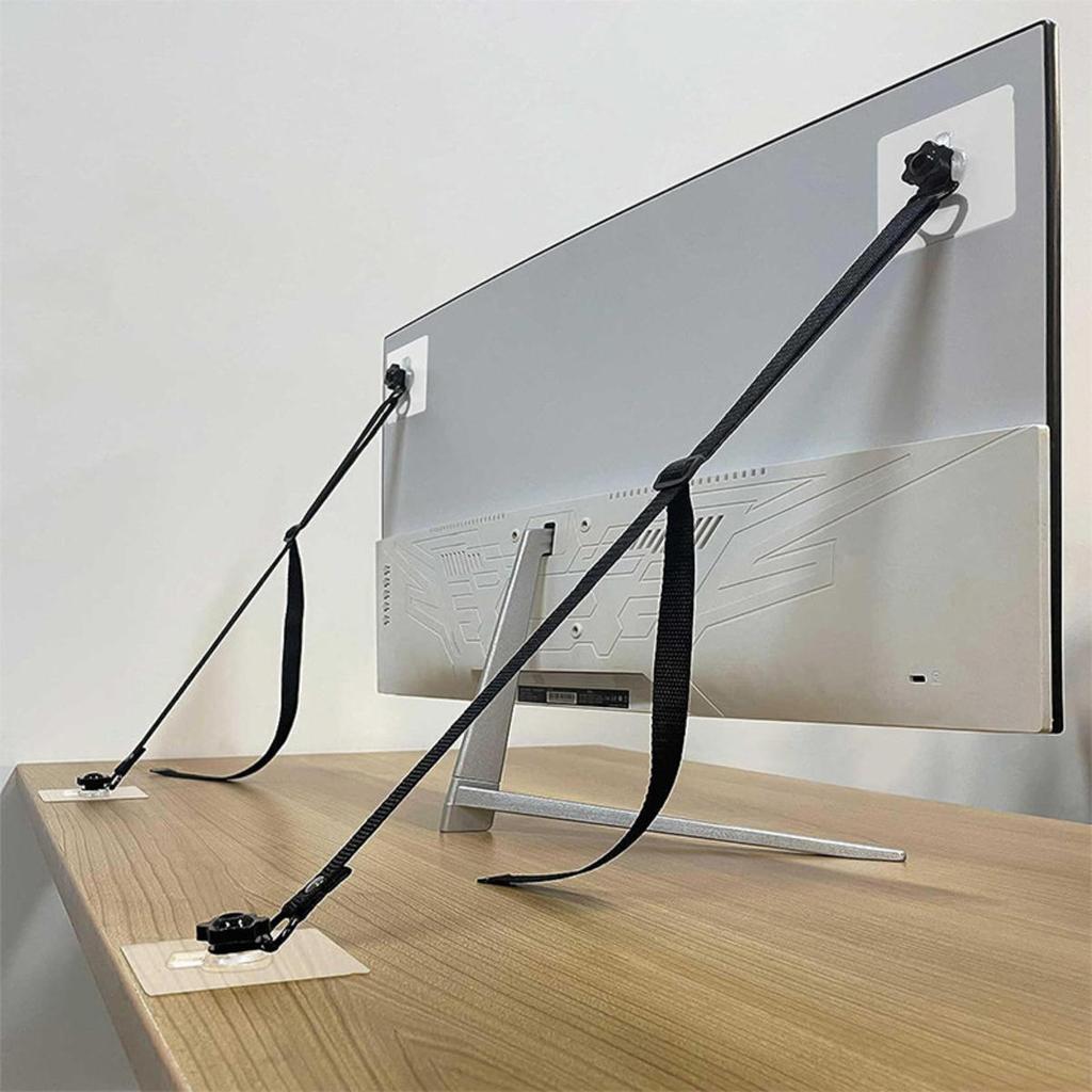Adjustable TV Safety Straps No-Drill Adhesive Anti-Tip Furniture Anchors for Baby Proofing Flat Screens Fix To Wall