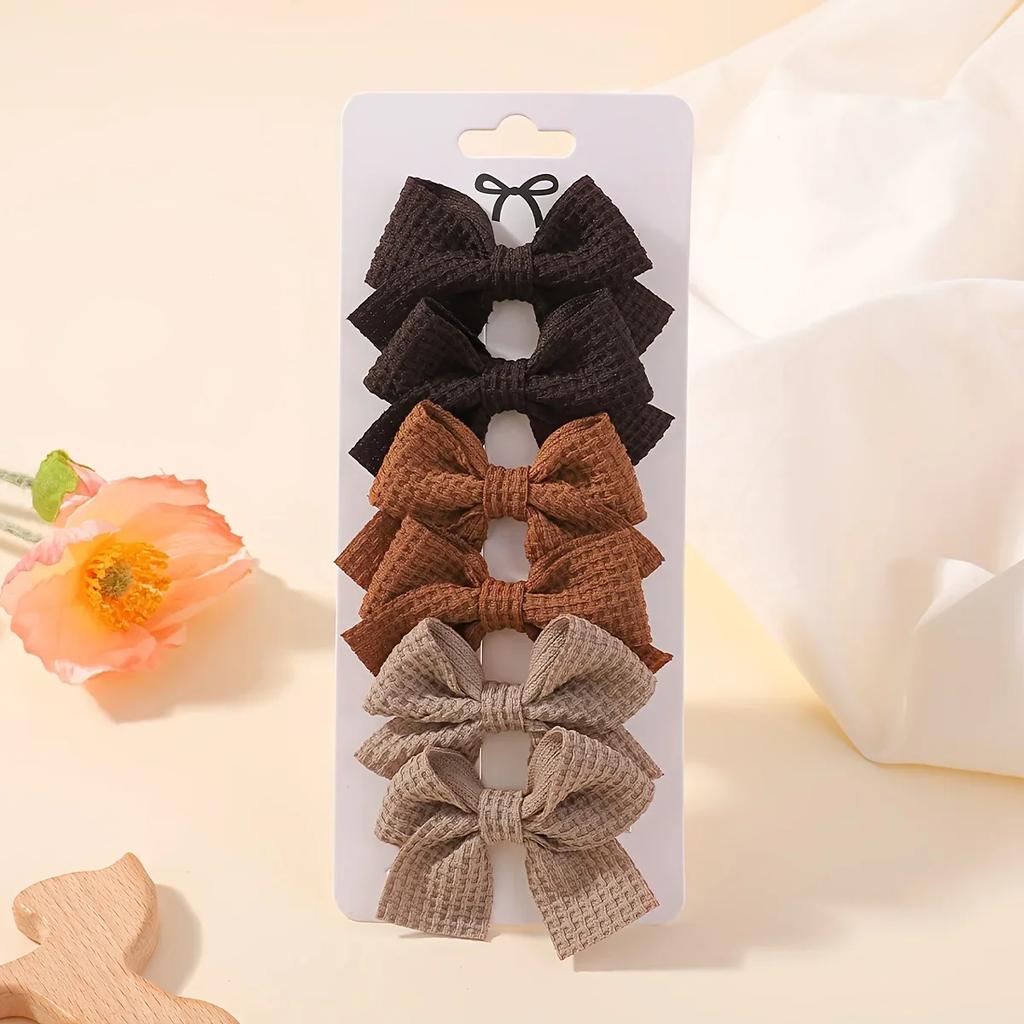 BABY BOWS 6Pcs Cute Corn Bow Hairpin for Kids Girls Sweet Bows Ponytail Hairbangs Hairclips Barrettes Hair Accessories