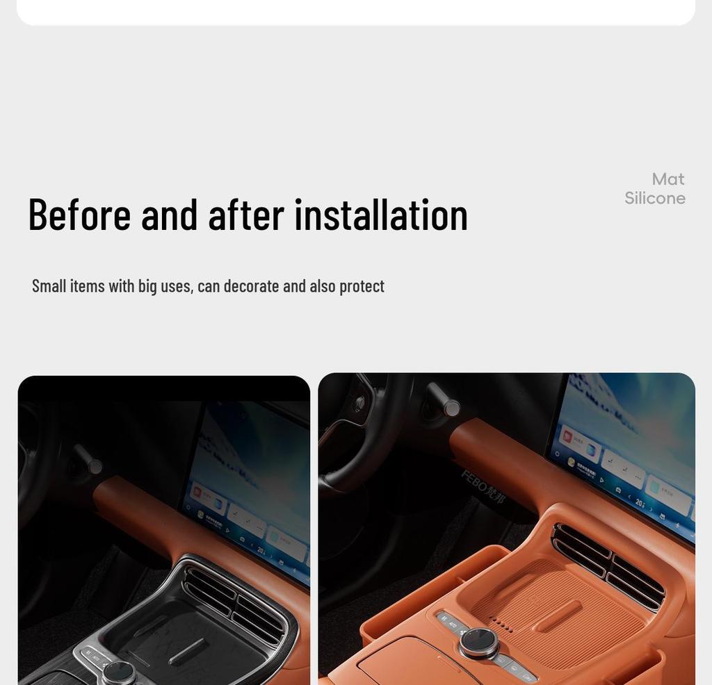 Kompatibel mit 25 Geely Galaxy M9 Modellen: Rutschfeste Silikon-Konsole für kabelloses Laden & Aufbewahrung - Auto-Innenzubehör.