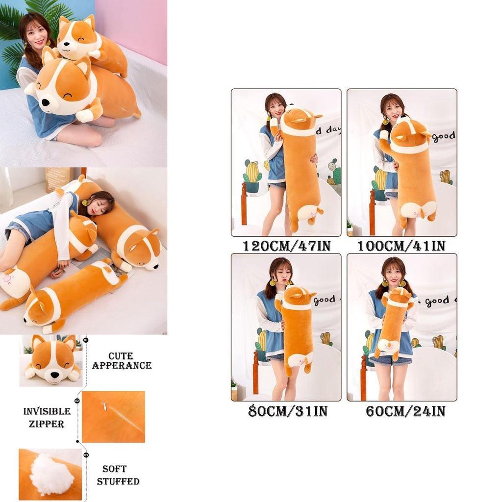 Plush Toys Throw Pillow For Home Decor Long Corgi Cushion Soft Stuffed Animal Doll Gift
