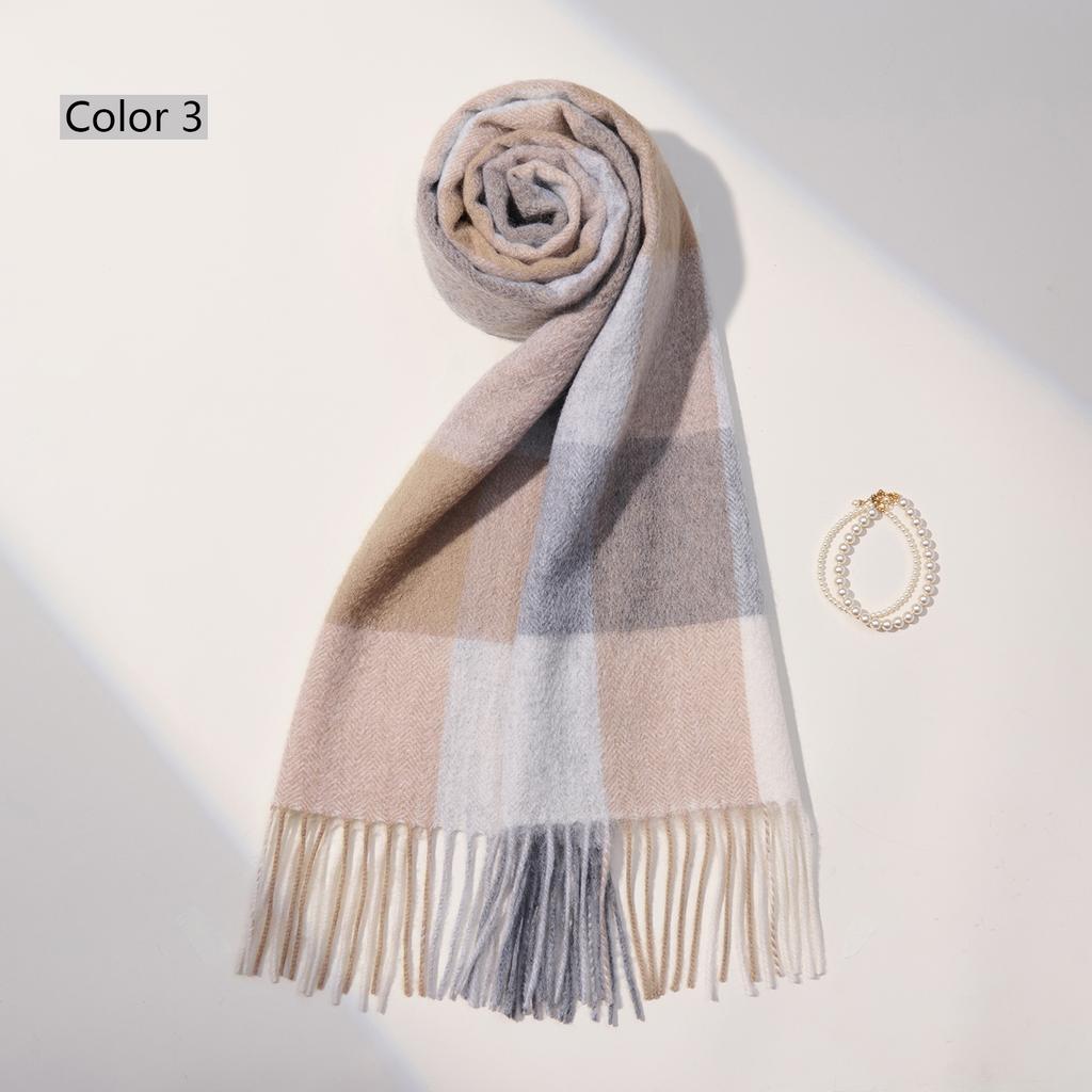 Winter 100% Cashmere Scarf Women Tassels Warmer Shawls And Wraps Echarpe Pashmina Ladies Camel Plaid Scarves