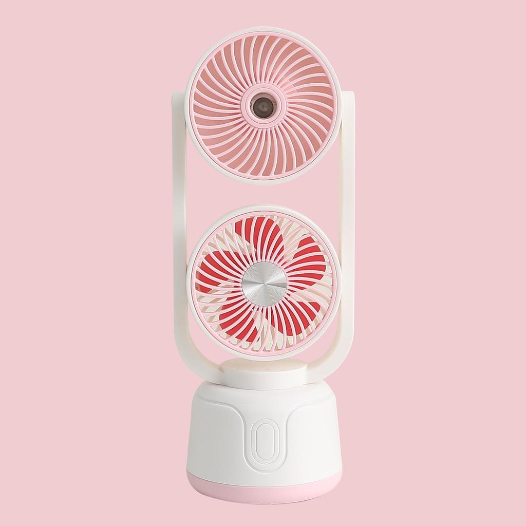 Dual-Head USB Mini Desktop Fan: Three-Speed, Strong Wind, Humidifying Spray for Summer Office