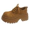 Sponge Cake Thick Sole Height Increase Cm Small Women's Shoes Genuine Leather Autumn New Small Leather Shoes Derby Shoes