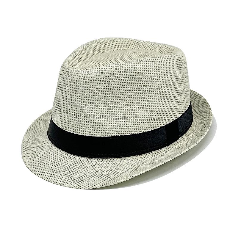 Unisex Woven Straw Fedora Sun Hat - Outdoor Beach Jazz Hat with Sun Protection