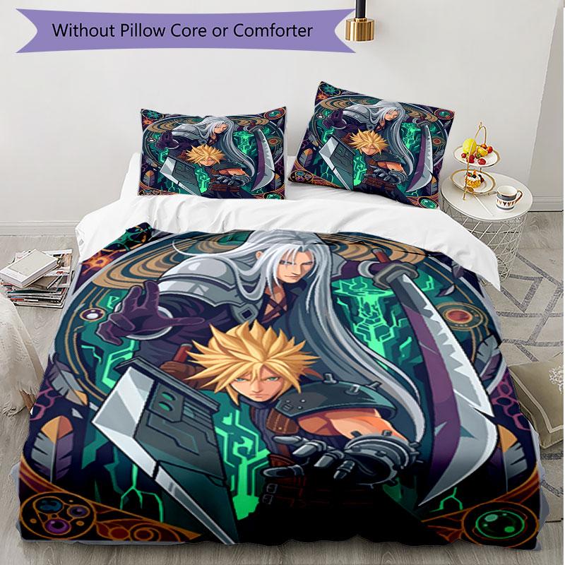3pcs Duvet Cover Set (1*Duvet Cover + 2*Pillowcase, Without Core), Final Fantasy Print Soft All‑Season Bedding Set, Home Bedroom Decor Gift