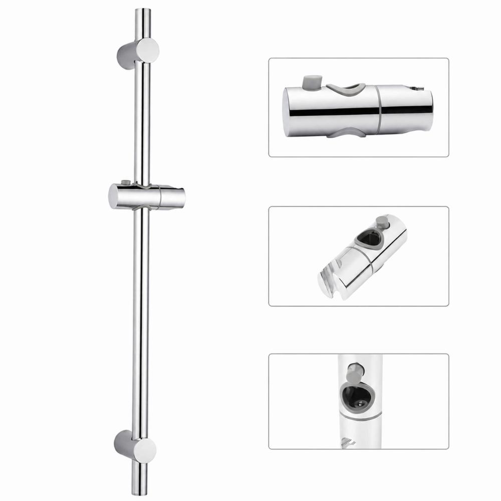 360 Degree Rotation Shower Head Holder Polished Chrome Handheld Shower Bracket  Round Shower Rod