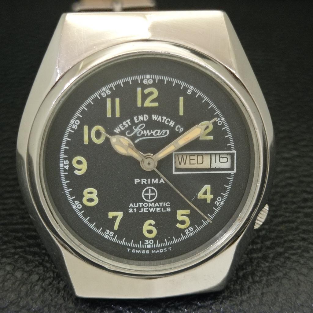 VINTAGE WEST END WATCH CO AUTOMATIC SWISS MENS BLACK COLOR DIAL WATCH a700150-5 R201-a700150