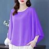 Loose Chiffon Top for Women New Plus Size Round Neck Batball Sleeves Summer Blouse Solid Color Women's Short Sleeved Casual Fashion Elegant T Shirts