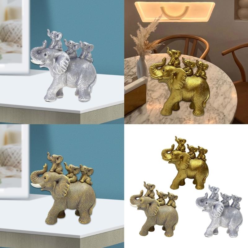 Stilvolle Harz Baby und Mutter Elefanten Familie Figur Statue für Zuhause Tischplatte und Regale Dekorationen und Bedeutsames Geschenk