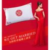 Cotton Wedding Pillow With Red Double Happiness Embroidery Down Alternative Fill Queen Size Bedding Accessory