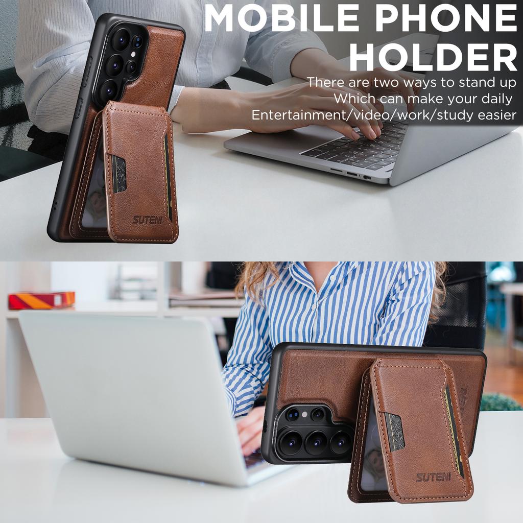 Luxury Leather Phone Case for Samsung Galaxy S26 Ultra S25 S24 S23 S22U Magnetic Attraction Detachable Card Holder Wallet Cover