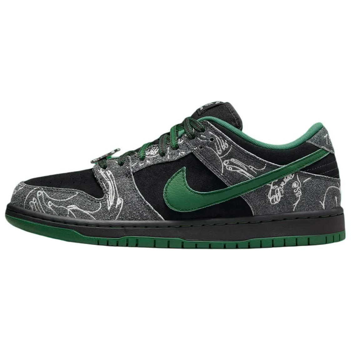 Nike x There Skateboard SB Dunk Low Pro Anthracite Gorge Green Men s HF7743-001 EU 37.5