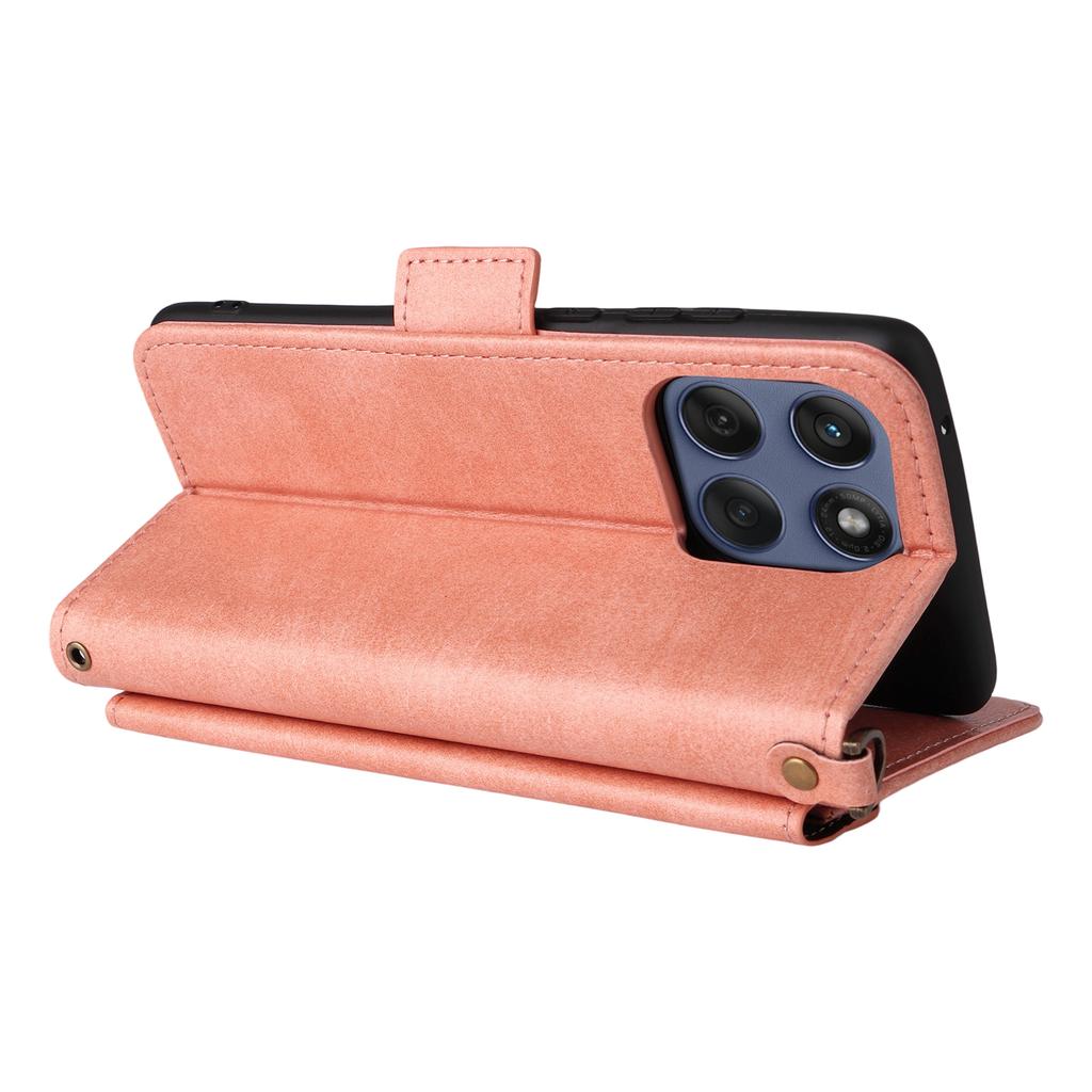 For Motorola Edge 60 Fusion 5G Leather Case Magnetic Closure Wallet Stand Phone Cover with Crossbody Strap