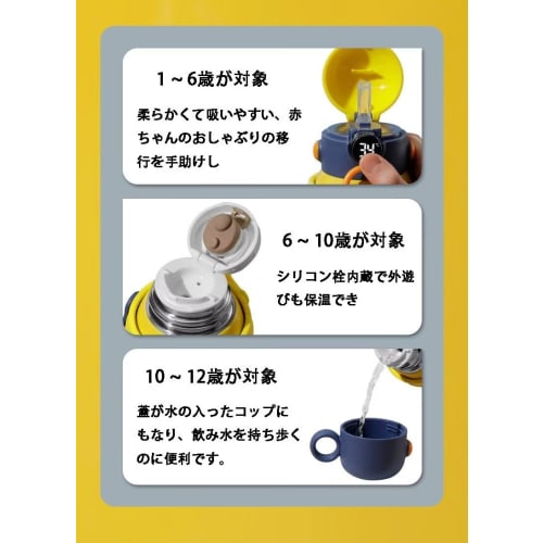 Godfun Children's 500ml Stainless Steel Thermos with Straw, Anime Design, Portable, 500ml-Style2