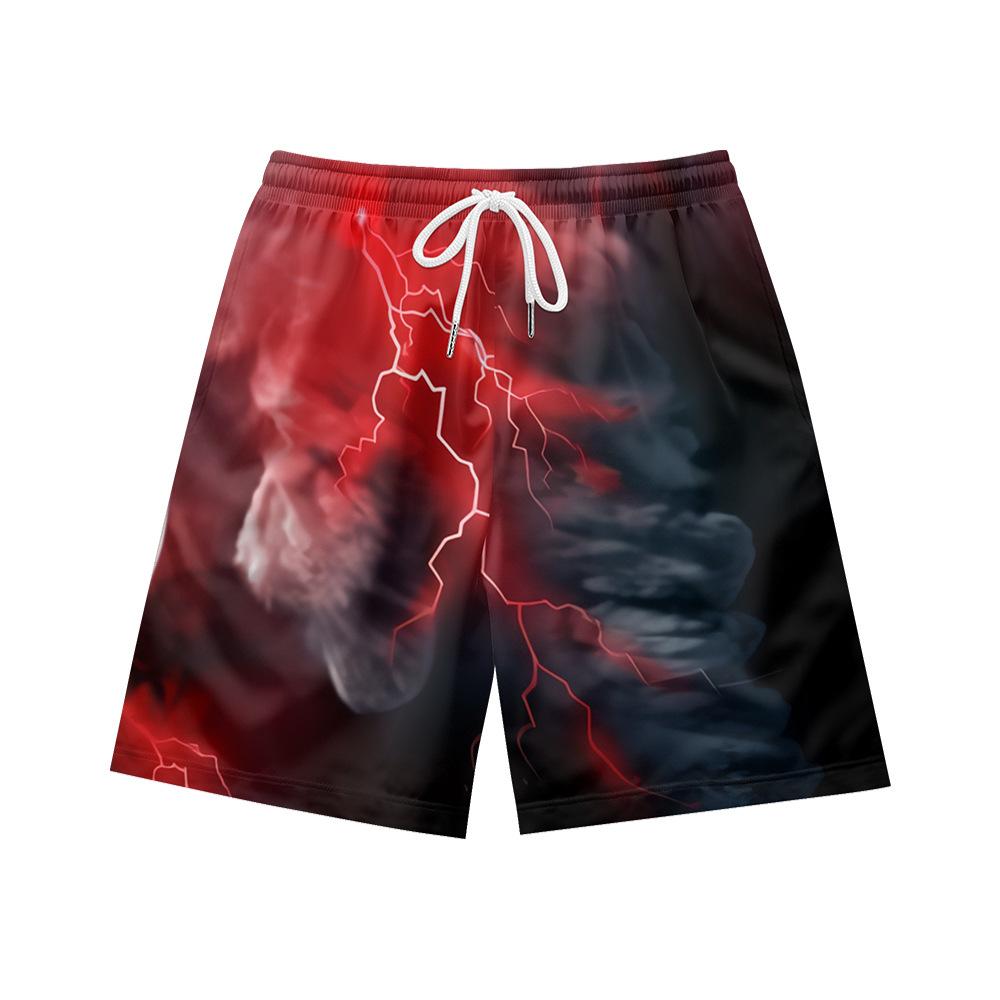 Pantaloncini Casual da Uomo con Elemento Fulmine Oscuro Naturale Europeo e Americano Pantaloni da Spiaggia