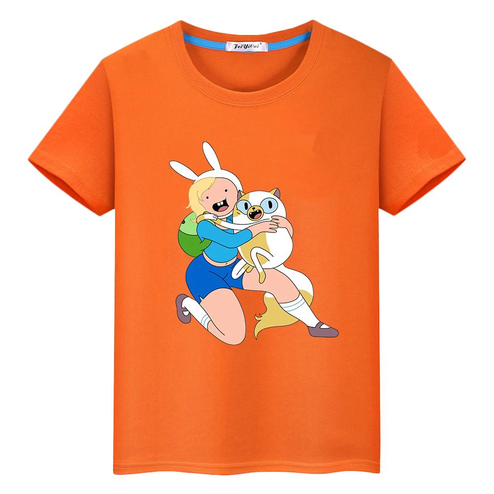 Adventure Time 100%Cotton T Shirt for Kids Boy 10years Pride Tshirt Y2k Anime Short Cute Tops Toddler Girl Clothes Kids Clothes Girls