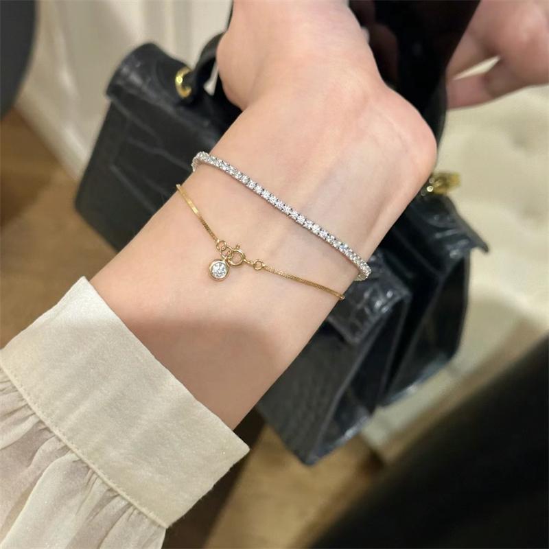 Bracciale di Lusso in Acciaio Inossidabile Nuovo Minimalista di Alta Gamma Fascino in Zircone Catena a Lame Bracciale da Donna Gioielli da Festa Regalo