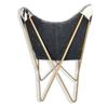 Păr Alb-Negru Pe Scaun Fluture din Piele - Suport Confortabil pentru Brațe Scaun Fluture de Living – cu Cadru din Fier Acoperit cu Pulbere Aurie