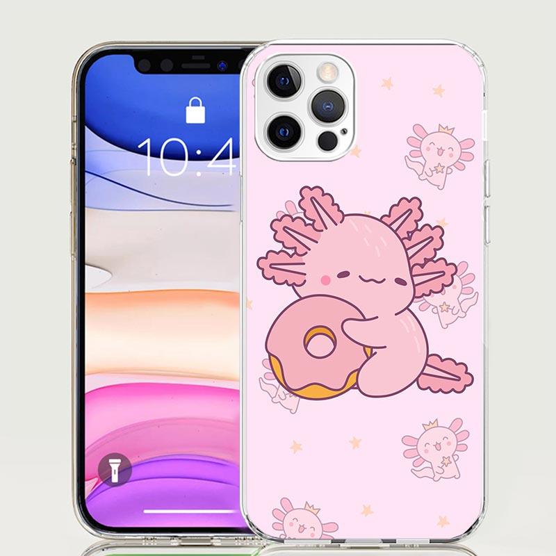Cute Axolotl Kawaii Phone Case For iPhone 17 Air 16 15 Plus 11 14 Pro Max 13 Mini 12 7 8 + SE Pattern Art Customized Cover 17 Ai
