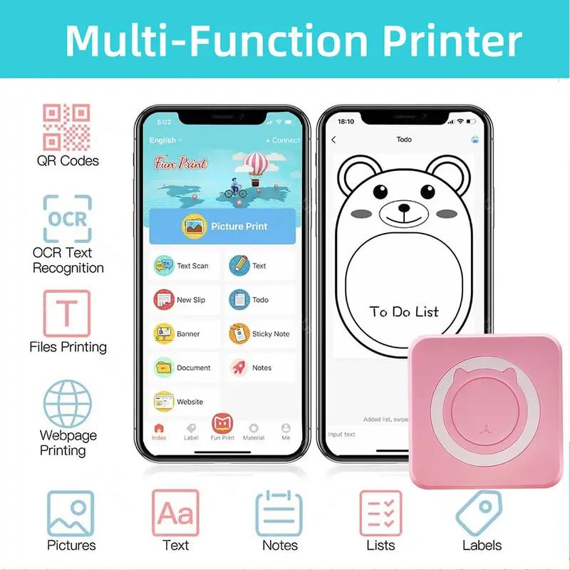 Mini Pocket Printer Gifts Portable Thermal Printer For Pictures/Retro-Style Photos/Receipts/Notes/Lists/Label/ Memo
