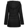 Modische Damen-Jacke mit Kapuze, warmer Mantel, lang, gepolstert, schmal