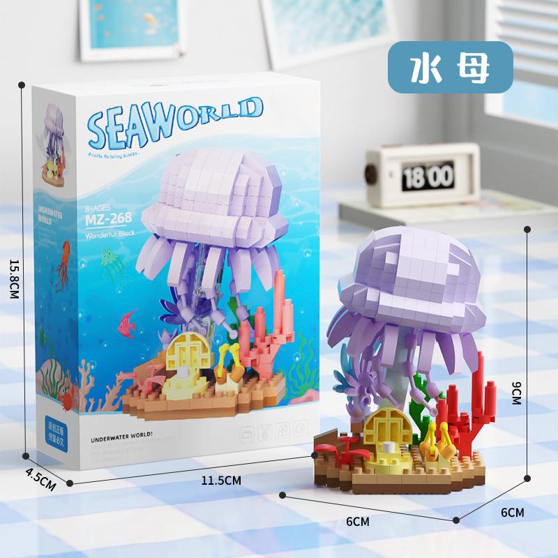 Meereslebewesen Mikropartikel Bausteine Spielzeug für Kinder von 6 bis 10 Jahren Tier DIY Zusammengebaute Spielzeuge Puzzlespiele Kindergeschenke