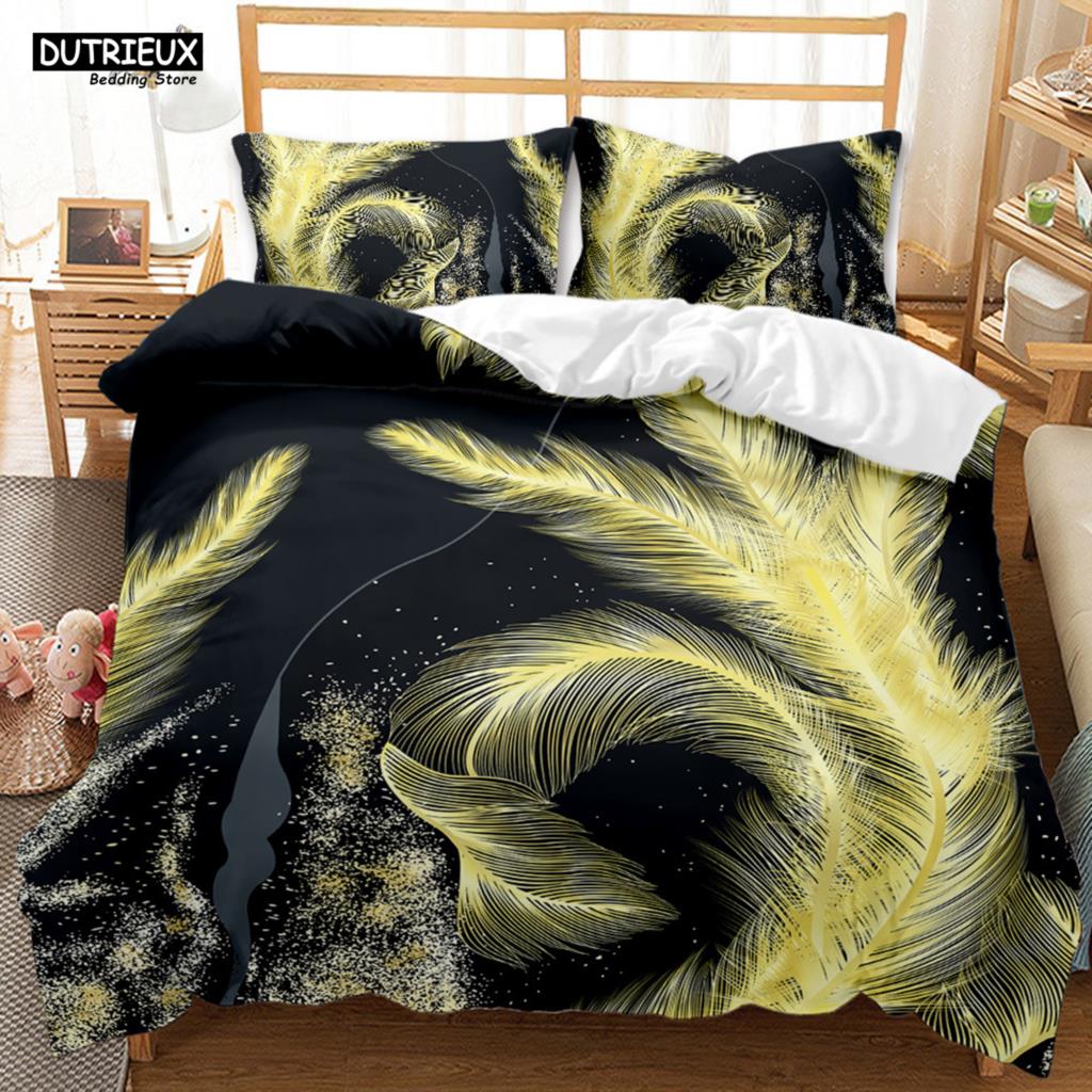 Comforter Luxury Feathers Bedding Set Colorful Soft Animal Feather King Queen Single Size S For Women