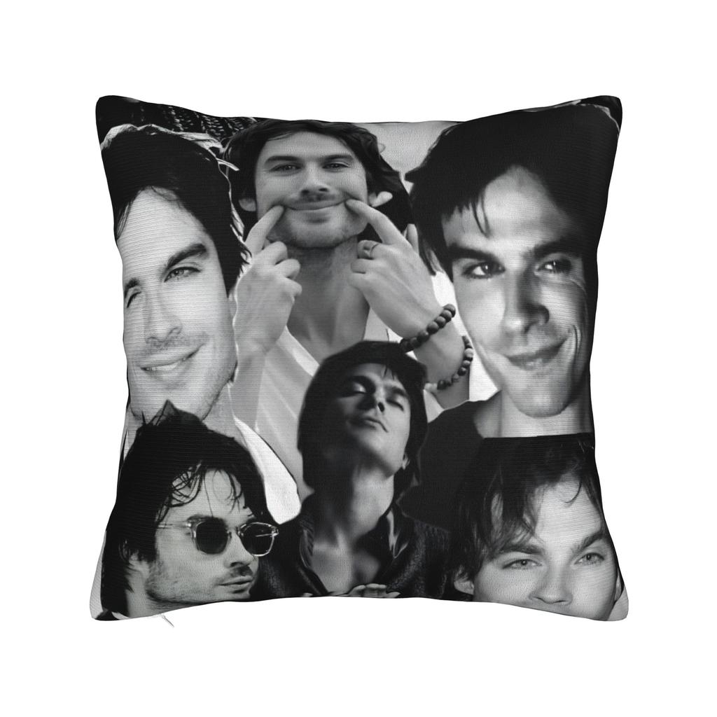 Ian Somerhalder Pillowcase Printed Polyester Cushion Cover Decorations Damon Salvatore Cat Throw Pillow Case Cover