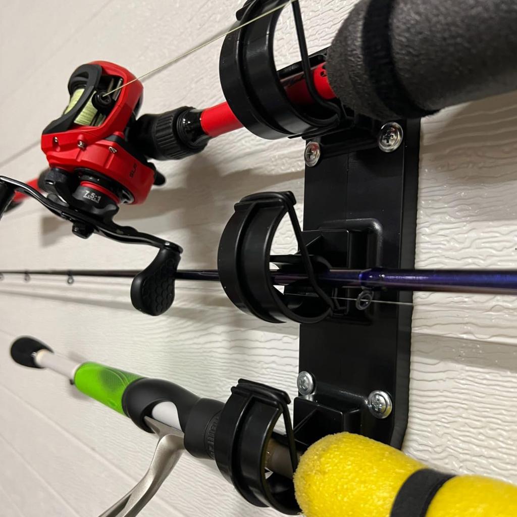 Light Weight Fishing Poles Rack Wall Mounted Fishing Rod Holder Horizontal Support 3 Rod Rack for Boat/Wall/Truck Bed