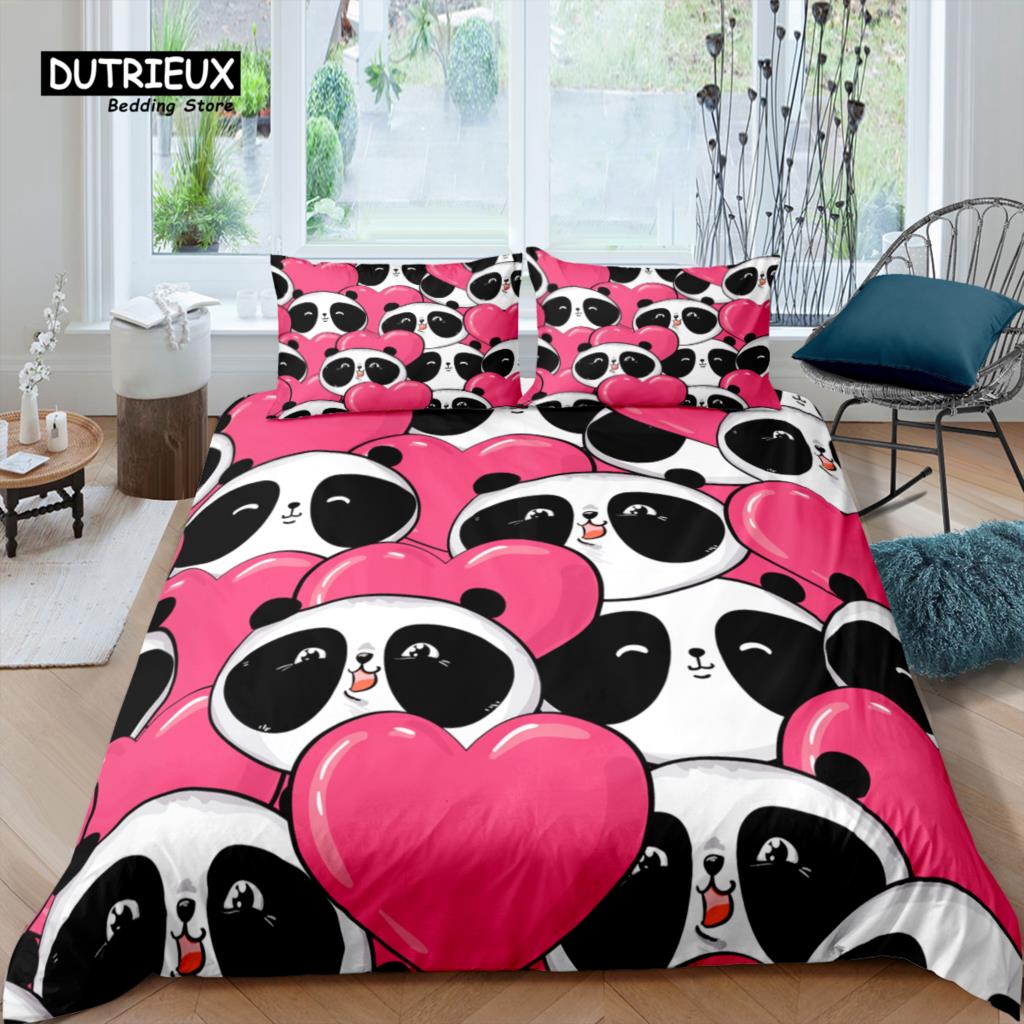 Home Living Luxury 3D Print Panda Bedding Set Bamboo Duvet Cover Pillowcase Queen and King EU/US/AU Size Polyester Bedding