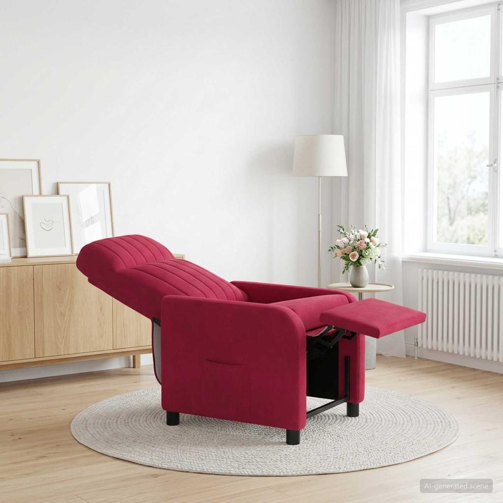Recliner Chair Wine Red Velvet (V)
