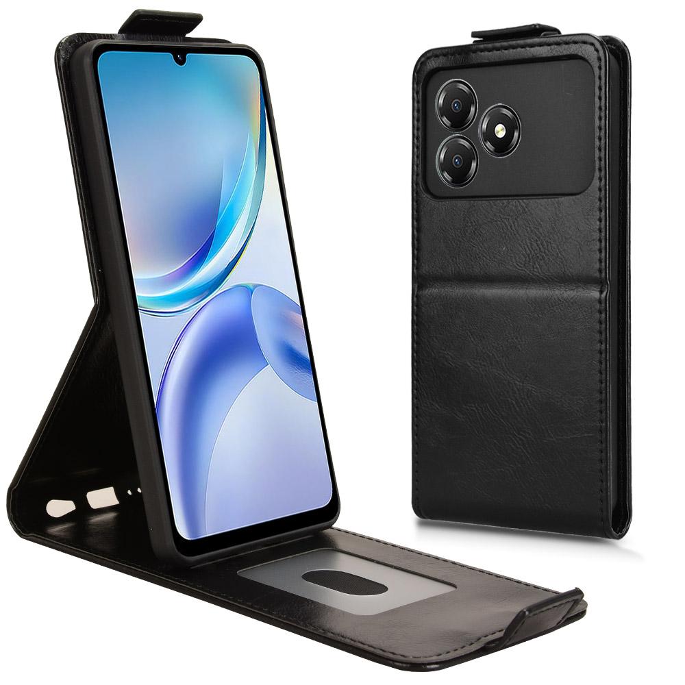 

Для ZTE Blade A36 Чохол-підставка Магнітна застібка Вертикальний відкидний Шкіряний чохол для телефону з тримачем для карток Black