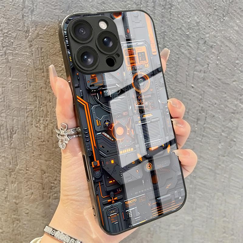 Cool Circuit Board Tempered Glass Phone Case for iPhone 17 18 Pro Max 13 12 11 Pro 14 15 16 Plus 16E 17Air X XR XS 7 8 SE2 Cover