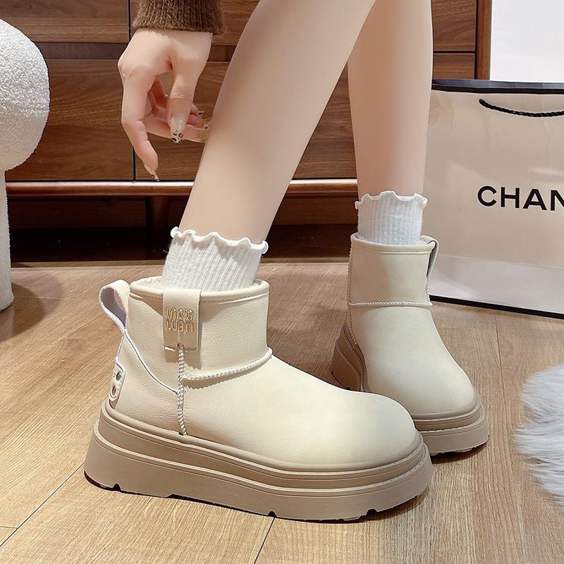 Thick-soled Heightening Warm Wool Snow Boots for Women's Autumn and Winter New Models, Piled and Thickened Cotton Shoes, Thickened and Trendy