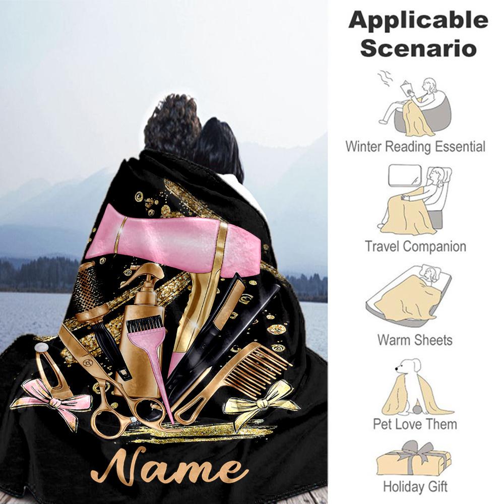 Haircut Customize Text Blanket Multi-purpose Personalized Blanket Durable Comfort Suitable for Seaside Chair Living Room Office for All Occasions
