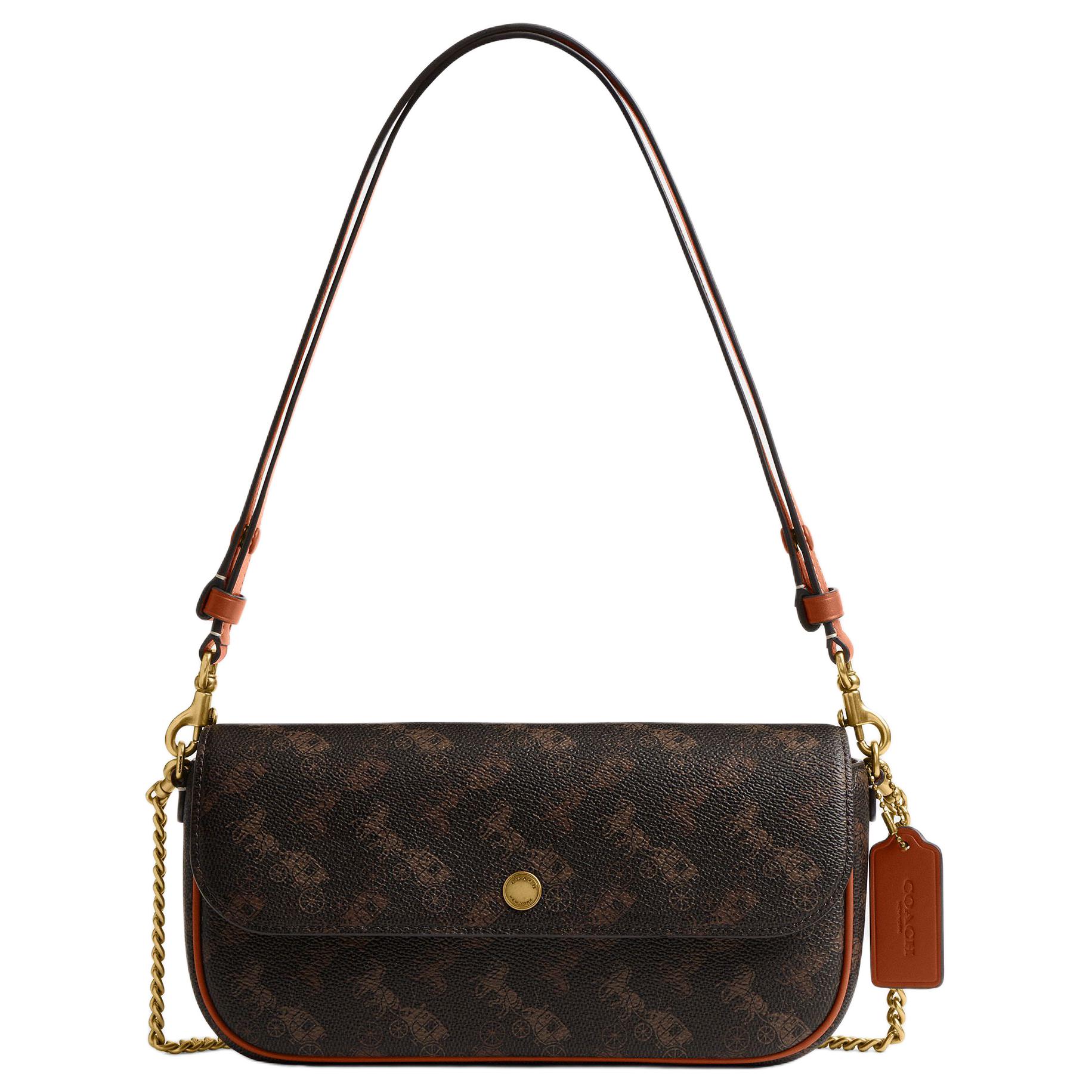 

Coach Brook Flap 23 Adjustable And Detachable Shoulder Strap Metal Finish Faux Leather Shoulder Bag Medium Female Brown -Gift Box Set (Basic Set+Black Counter Gift Box) коричневый