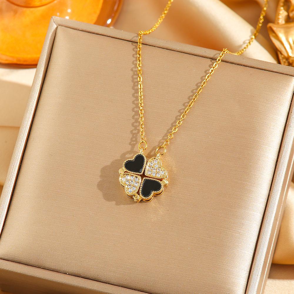 Japan and South Korea Simple Popular Wind Titanium Steel Necklace Female Niche Exquisite Internet Celebrity Zircon Clavicle Chain High-end Jewelry