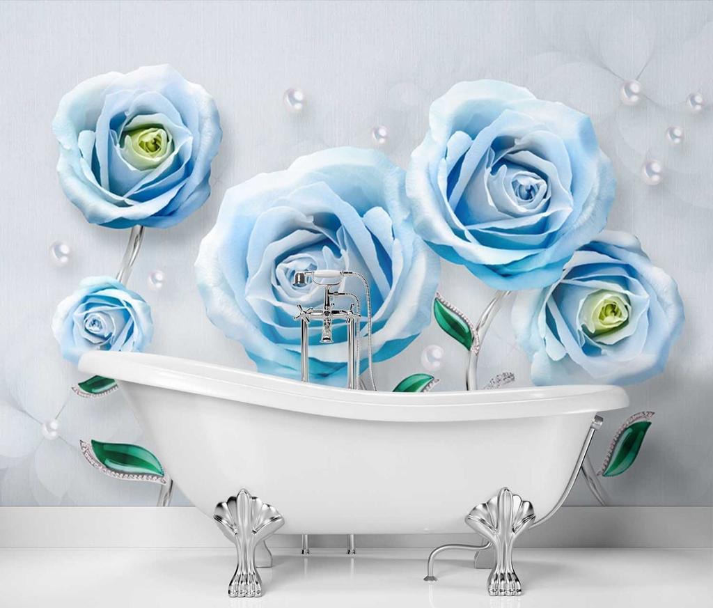 Wallpaper Blue Roses Flowers 3D