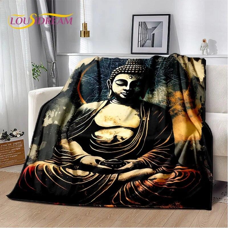 HD Buddha Buddhismus Víra Meditující Náboženství Sakyamuni Bodhisattva Modlitební deka Měkká deka pro domácí postele Pohovka Kid