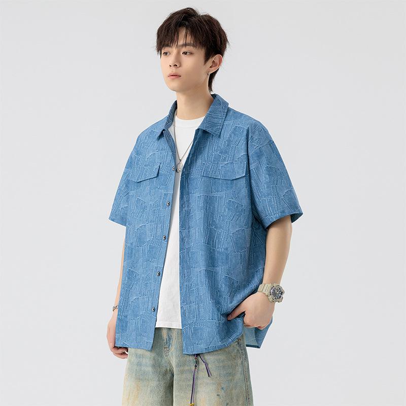 

Летняя рабочая рубашка с коротким рукавом, мужская тонкая свободная повседневная рубашка с воротником больших размеров M