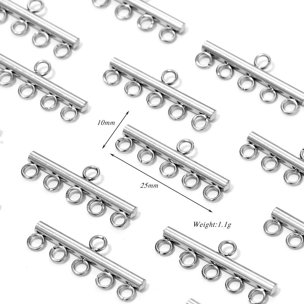 20pcs/lot Stainless Steel Layer Necklace Bracelet Clasp Bails 5 Loops Drop Earrings Chains Connectors DIY Jewelry Making Finding